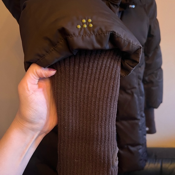 Chocolate Brown Down Filled High Neck Parka with Rear Bow - Picture 3 of 12